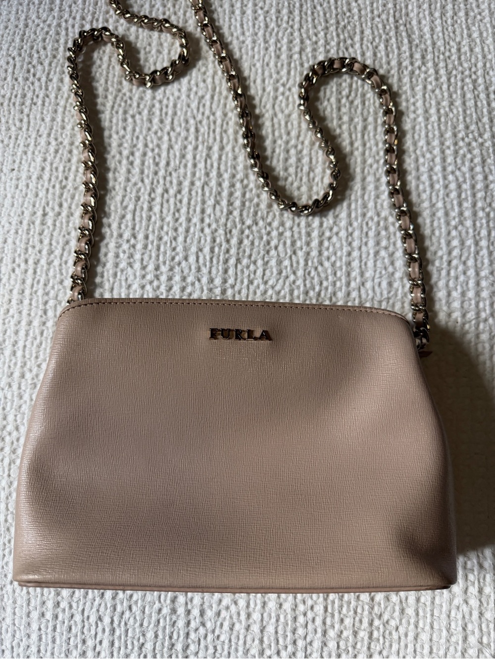 Furla Light Beige Chain-Handle Shoulder Bag